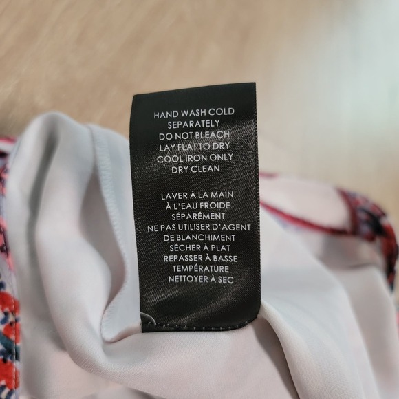 Badgley Mischka Size 6 Paisley Wide Leg Pants Red Multi Stretch Crepe Floral - Picture 10 of 12